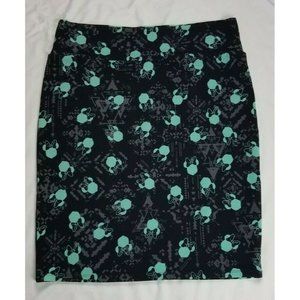 Lularoe Sz. 3xl Black & Teal Mini Mouse Cassie Pencil Skirt